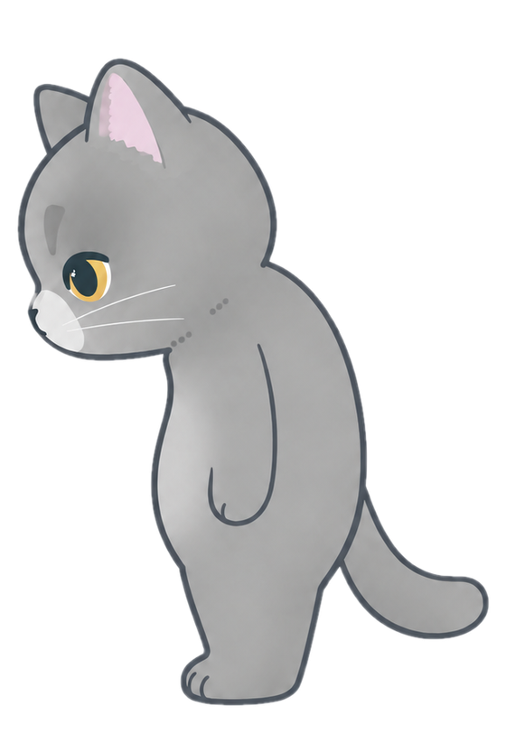 猫背になっている猫
