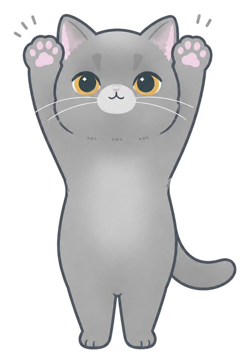 両手を上げて喜んでいる猫