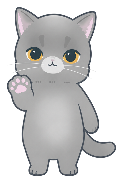 手を振っている猫